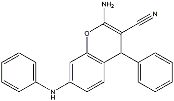 2-amino-7-anilino-4-phenyl-4H-chromene-3-carbonitrile Struktur