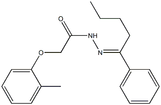 2-(2-methylphenoxy)-N'-[(E)-1-phenylpentylidene]acetohydrazide Struktur