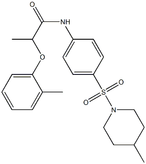 2-(2-methylphenoxy)-N-{4-[(4-methyl-1-piperidinyl)sulfonyl]phenyl}propanamide Struktur