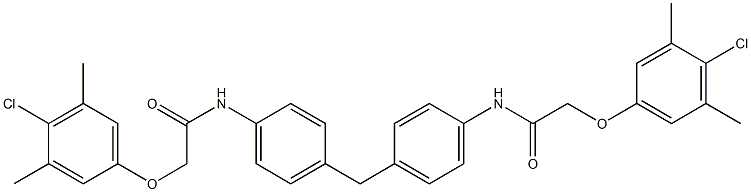 2-(4-chloro-3,5-dimethylphenoxy)-N-[4-(4-{[2-(4-chloro-3,5-dimethylphenoxy)acetyl]amino}benzyl)phenyl]acetamide Struktur