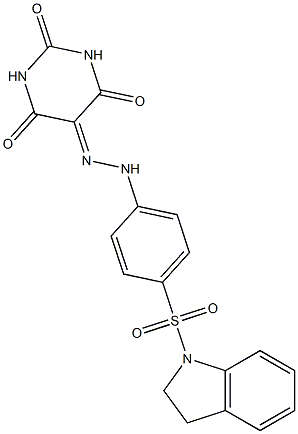 2,4,5,6(1H,3H)-pyrimidinetetrone 5-{N-[4-(2,3-dihydro-1H-indol-1-ylsulfonyl)phenyl]hydrazone} Struktur