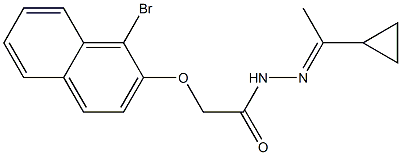 2-[(1-bromo-2-naphthyl)oxy]-N'-[(E)-1-cyclopropylethylidene]acetohydrazide Struktur