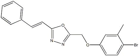 4-bromo-3-methylphenyl {5-[(E)-2-phenylethenyl]-1,3,4-oxadiazol-2-yl}methyl ether Struktur