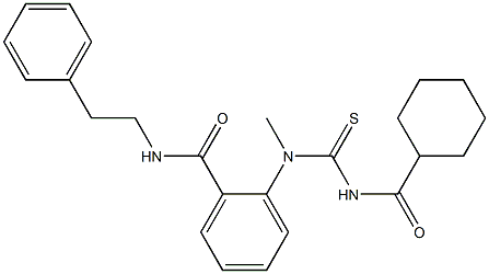 2-[{[(cyclohexylcarbonyl)amino]carbothioyl}(methyl)amino]-N-phenethylbenzamide Struktur