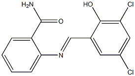 2-{[(E)-(3,5-dichloro-2-hydroxyphenyl)methylidene]amino}benzamide Struktur