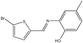 2-{[(E)-(5-bromo-2-thienyl)methylidene]amino}-4-methylphenol Struktur