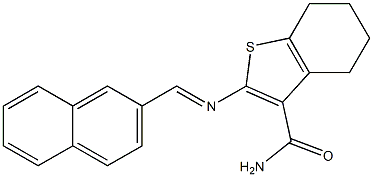 2-{[(E)-2-naphthylmethylidene]amino}-4,5,6,7-tetrahydro-1-benzothiophene-3-carboxamide Struktur