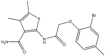 2-{[2-(2-bromo-4-methylphenoxy)acetyl]amino}-4,5-dimethyl-3-thiophenecarboxamide Struktur