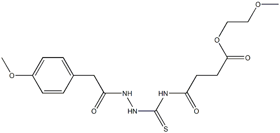 2-methoxyethyl 4-[({2-[2-(4-methoxyphenyl)acetyl]hydrazino}carbothioyl)amino]-4-oxobutanoate Struktur