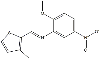 N-(2-methoxy-5-nitrophenyl)-N-[(E)-(3-methyl-2-thienyl)methylidene]amine Struktur