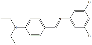 3,5-dichloro-N-{(E)-[4-(diethylamino)phenyl]methylidene}aniline Struktur