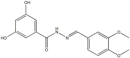 N'-[(E)-(3,4-dimethoxyphenyl)methylidene]-3,5-dihydroxybenzohydrazide Struktur