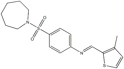 4-(1-azepanylsulfonyl)-N-[(E)-(3-methyl-2-thienyl)methylidene]aniline Struktur