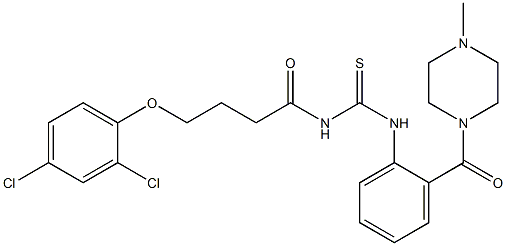 N-[4-(2,4-dichlorophenoxy)butanoyl]-N'-{2-[(4-methyl-1-piperazinyl)carbonyl]phenyl}thiourea Struktur