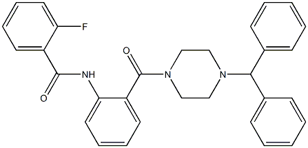 N-{2-[(4-benzhydryl-1-piperazinyl)carbonyl]phenyl}-2-fluorobenzamide Struktur