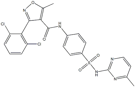 3-(2,6-dichlorophenyl)-5-methyl-N-(4-{[(4-methyl-2-pyrimidinyl)amino]sulfonyl}phenyl)-4-isoxazolecarboxamide Struktur