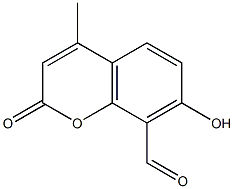 7-hydroxy-4-methyl-2-oxo-2H-chromene-8-carbaldehyde Struktur