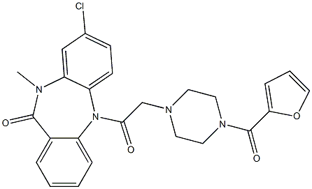 8-Chloro-10-methyl-5-[[4-[(furan-2-yl)carbonyl]piperazin-1-yl]acetyl]-5,10-dihydro-11H-dibenzo[b,e][1,4]diazepin-11-one Struktur