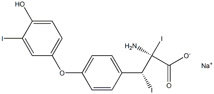 (2S,3R)-2-Amino-3-[4-(4-hydroxy-3-iodophenoxy)phenyl]-2,3-diiodopropanoic acid sodium salt Struktur