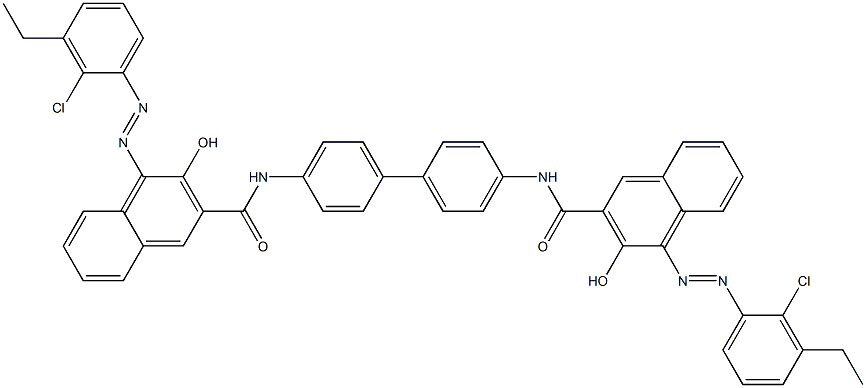 4,4'-Bis[1-[(2-chloro-3-ethylphenyl)azo]-2-hydroxy-3-naphthoylamino]biphenyl Struktur