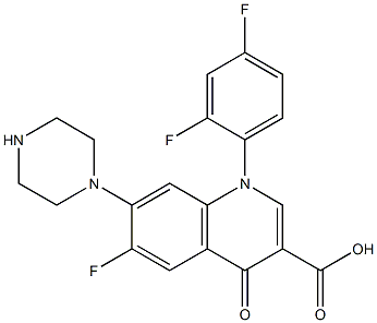 1-(2,4-Difluorophenyl)-6-fluoro-7-piperazino-4-oxo-1,4-dihydro-3-quinolinecarboxylic acid Struktur