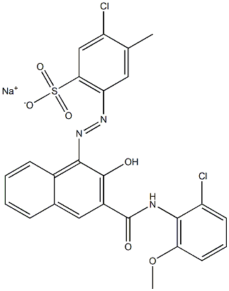 3-Chloro-4-methyl-6-[[3-[[(2-chloro-6-methoxyphenyl)amino]carbonyl]-2-hydroxy-1-naphtyl]azo]benzenesulfonic acid sodium salt Struktur