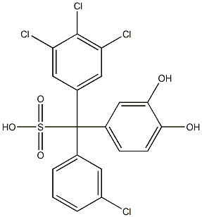 (3-Chlorophenyl)(3,4,5-trichlorophenyl)(3,4-dihydroxyphenyl)methanesulfonic acid Struktur