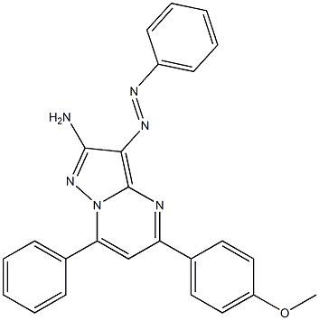 2-Amino-3-phenylazo-5-(4-methoxyphenyl)-7-phenylpyrazolo[1,5-a]pyrimidine Struktur