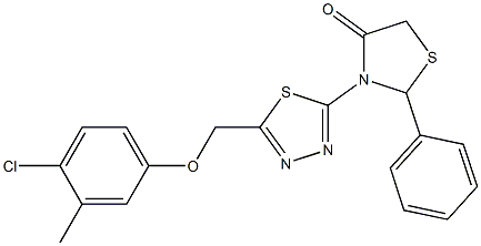 3,5-Dihydro-3-[5-[(4-chloro-3-methylphenoxy)methyl]-1,3,4-thiadiazol-2-yl]-2-[phenyl]thiazol-4(2H)-one Struktur