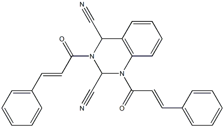 1,3-Di(3-phenylpropenoyl)-1,2,3,4-tetrahydroquinazoline-2,4-dicarbonitrile Struktur