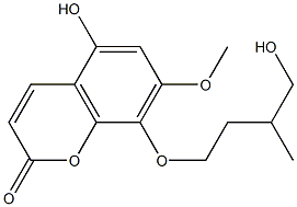 5-Hydroxy-7-methoxy-8-(4-hydroxy-3-methylbutoxy)coumarin Struktur