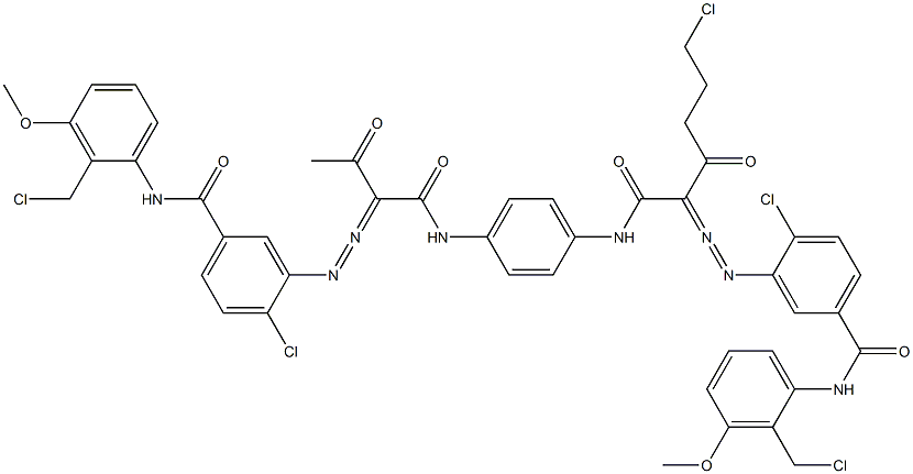 3,3'-[2-(2-Chloroethyl)-1,4-phenylenebis[iminocarbonyl(acetylmethylene)azo]]bis[N-[2-(chloromethyl)-3-methoxyphenyl]-4-chlorobenzamide] Struktur