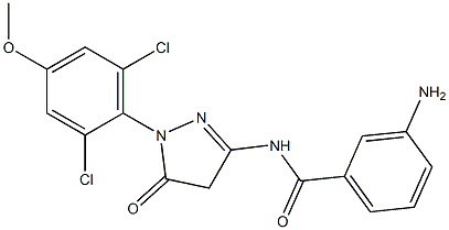 1-(2,6-Dichloro-4-methoxyphenyl)-3-(3-aminobenzoylamino)-5(4H)-pyrazolone Struktur