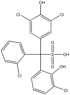 (2-Chlorophenyl)(3-chloro-2-hydroxyphenyl)(3,5-dichloro-4-hydroxyphenyl)methanesulfonic acid Struktur