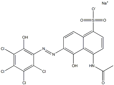 4-Acetylamino-5-hydroxy-6-[(2,3,4,5-tetrachloro-6-hydroxyphenyl)azo]naphthalene-1-sulfonic acid sodium salt Struktur