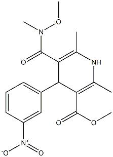 2,6-Dimethyl-4-(3-nitrophenyl)-5-[[methyl(methoxy)amino]carbonyl]-1,4-dihydropyridine-3-carboxylic acid methyl ester Struktur