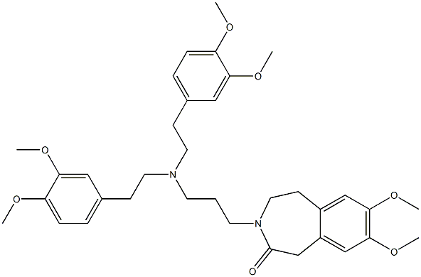 4,5-Dihydro-7,8-dimethoxy-3-[3-[N,N-bis[2-(3,4-dimethoxyphenyl)ethyl]amino]propyl]-1H-3-benzazepin-2(3H)-one Struktur