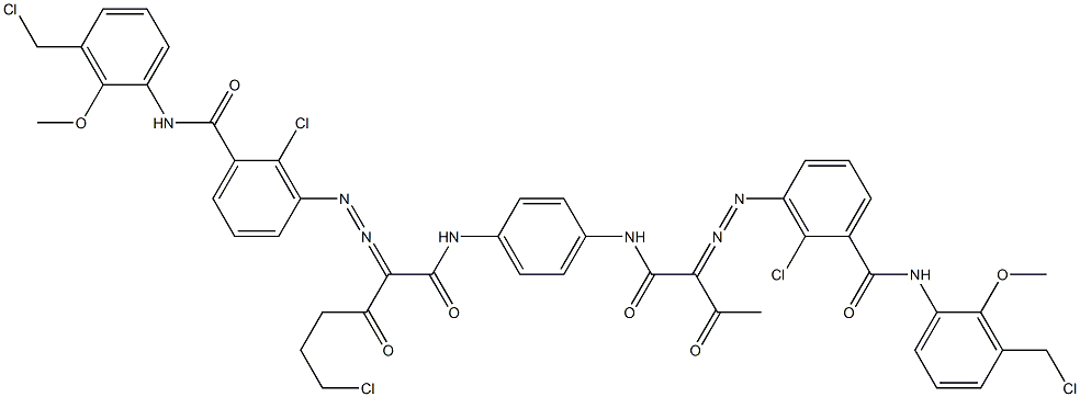 3,3'-[2-(2-Chloroethyl)-1,4-phenylenebis[iminocarbonyl(acetylmethylene)azo]]bis[N-[3-(chloromethyl)-2-methoxyphenyl]-2-chlorobenzamide] Struktur