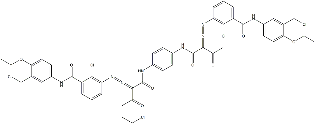 3,3'-[2-(2-Chloroethyl)-1,4-phenylenebis[iminocarbonyl(acetylmethylene)azo]]bis[N-[3-(chloromethyl)-4-ethoxyphenyl]-2-chlorobenzamide] Struktur