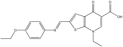 2-[(4-Ethoxyphenyl)iminomethyl]-4,7-dihydro-7-ethyl-4-oxothieno[2,3-b]pyridine-5-carboxylic acid Struktur