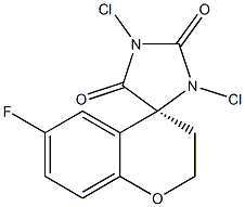 (4S)-6-Fluoro-2,3-dihydro-1',3'-dichlorospiro[4H-1-benzopyran-4,4'-imidazolidine]-2',5'-dione Struktur