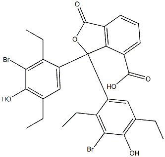 1,1-Bis(3-bromo-2,5-diethyl-4-hydroxyphenyl)-1,3-dihydro-3-oxoisobenzofuran-7-carboxylic acid Struktur