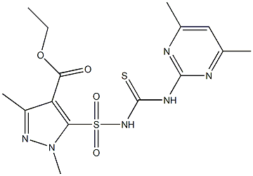 1,3-Dimethyl-5-[[(4,6-dimethylpyrimidin-2-yl)thiocarbamoyl]sulfamoyl]-1H-pyrazole-4-carboxylic acid ethyl ester Struktur