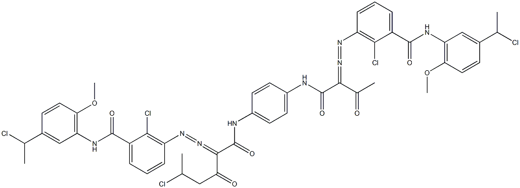 3,3'-[2-(1-Chloroethyl)-1,4-phenylenebis[iminocarbonyl(acetylmethylene)azo]]bis[N-[3-(1-chloroethyl)-6-methoxyphenyl]-2-chlorobenzamide] Struktur