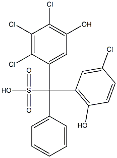 (3-Chloro-6-hydroxyphenyl)(2,3,4-trichloro-5-hydroxyphenyl)phenylmethanesulfonic acid Struktur