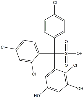 (4-Chlorophenyl)(2,4-dichlorophenyl)(2-chloro-3,5-dihydroxyphenyl)methanesulfonic acid Struktur