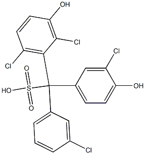 (3-Chlorophenyl)(3-chloro-4-hydroxyphenyl)(2,6-dichloro-3-hydroxyphenyl)methanesulfonic acid Struktur