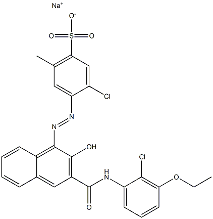 3-Chloro-6-methyl-4-[[3-[[(2-chloro-3-ethoxyphenyl)amino]carbonyl]-2-hydroxy-1-naphtyl]azo]benzenesulfonic acid sodium salt Struktur