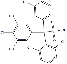 (3-Chlorophenyl)(2,6-dichlorophenyl)(4-chloro-3,5-dihydroxyphenyl)methanesulfonic acid Struktur