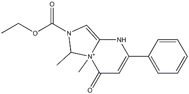 7-Ethoxycarbonyl-4,6-dihydro-5,6-dimethyl-4-oxo-2-phenyl-1H-imidazo[1,5-a]pyrimidin-5-ium Struktur